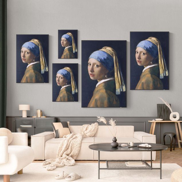 Tableau bleu Jan Vermeer van Delft - La jeune fille au collier d'oreilles de perles
