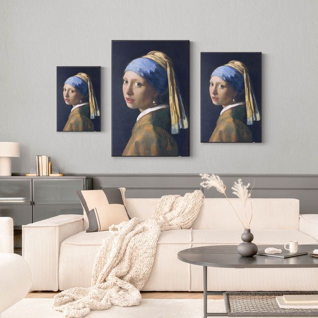 Tableau deco bleu Jan Vermeer van Delft - La jeune fille au collier d'oreilles de perles
