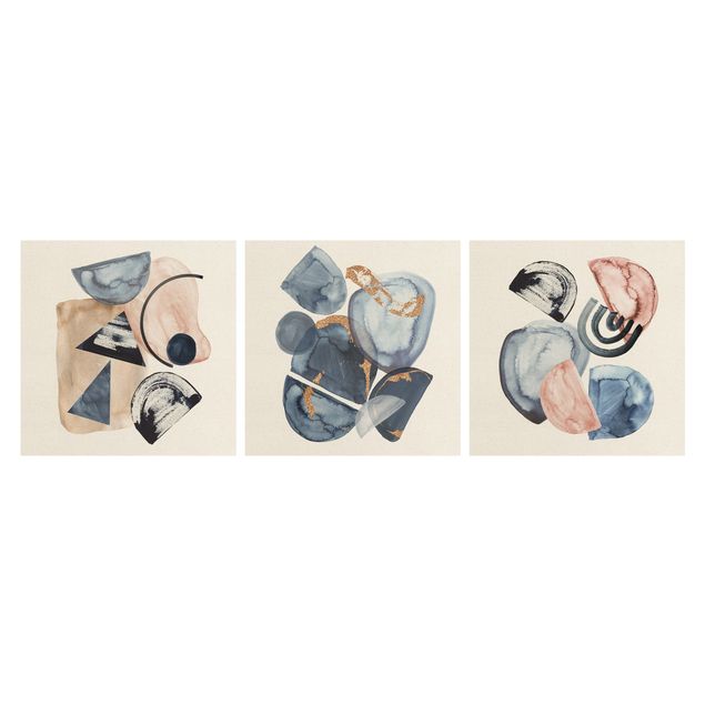 Impression sur toile - Japandi Watercolour Shapes Blue