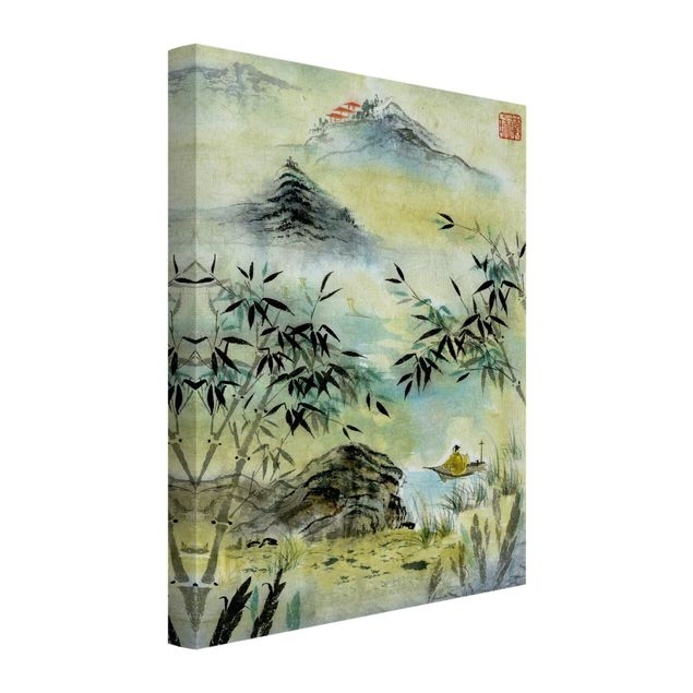 Tableaux bambou Dessin aquarelle japonaise Forêt de bambous