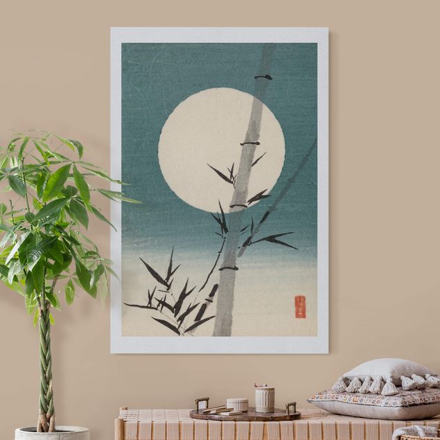 Tableau bambou Dessin japonais bambou et lune