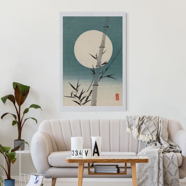 Tableau nature Dessin japonais bambou et lune