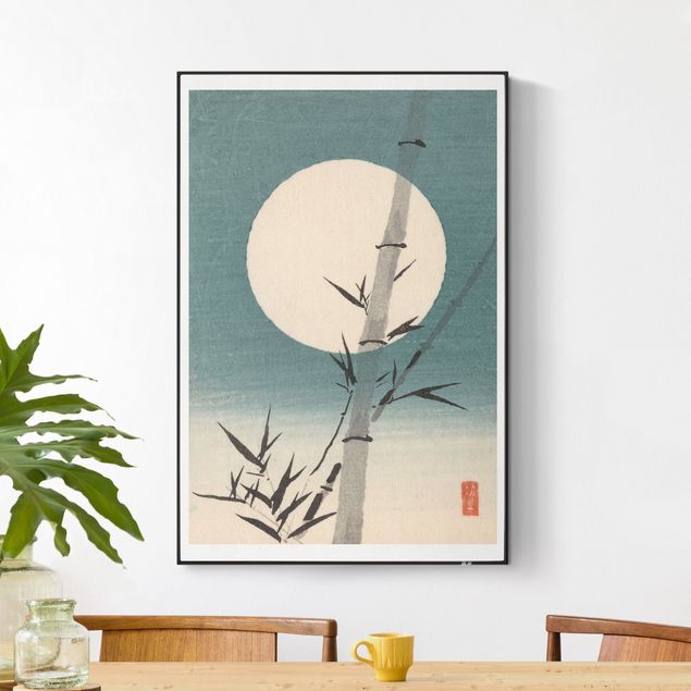 Tableaux paysage Dessin japonais bambou et lune