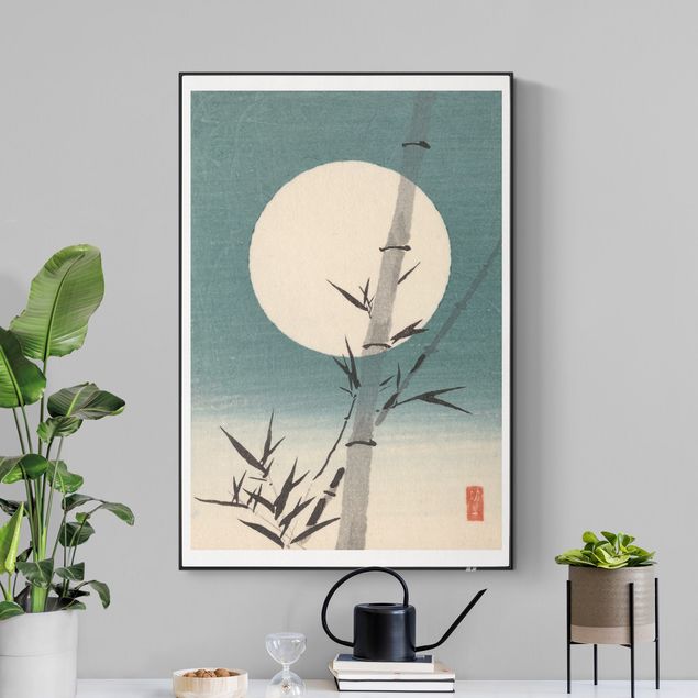 Tableaux nature Dessin japonais bambou et lune
