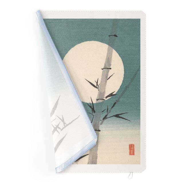 Tableau vintage Dessin japonais bambou et lune