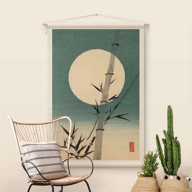 Tableau zen bambou Japanese Drawing Bamboo And Moon