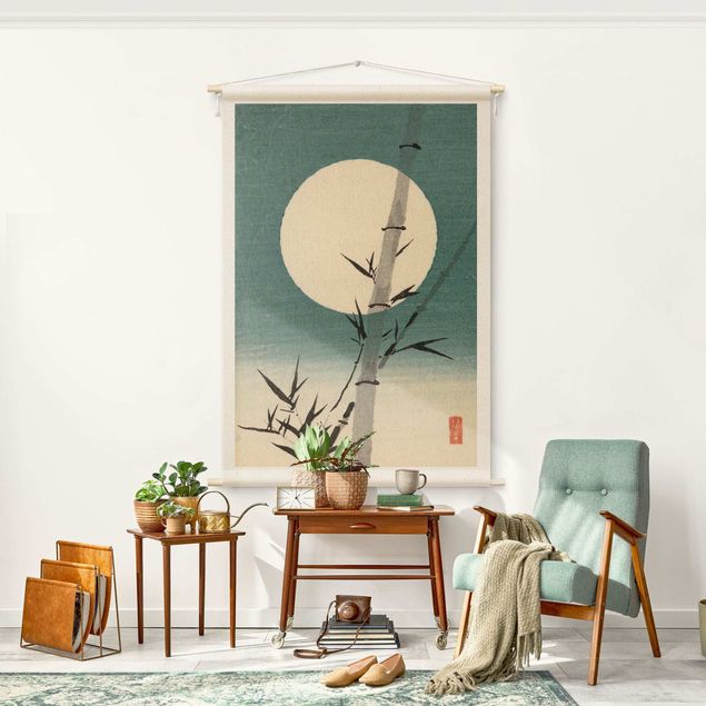 Tableau paysages Japanese Drawing Bamboo And Moon