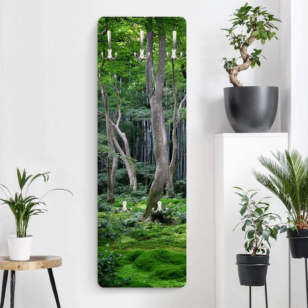 Porte-manteaux muraux avec paysage Forêt japonaise