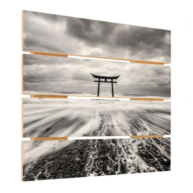 Impression sur bois - Japanese Torii In The Ocean