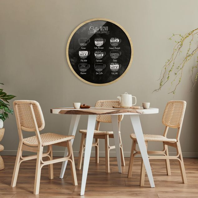Affiches encadrées noir et blanc Tableau des variétés de café