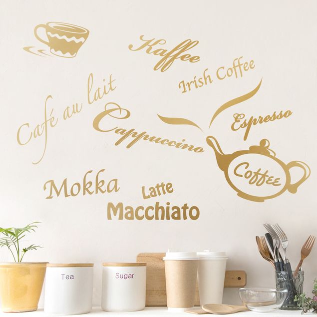 Déco mur cuisine Types de café avec cafetière