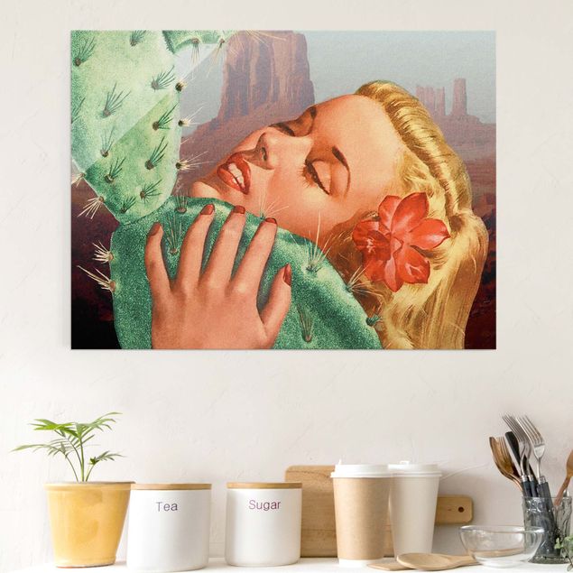 Tableaux en verre fleurs Amour de cactus