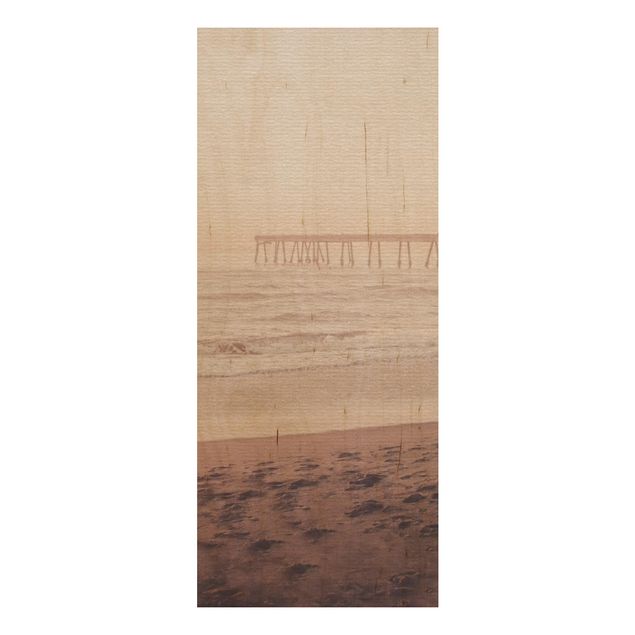 Tableaux en bois avec paysage Côte californienne en forme de croissant