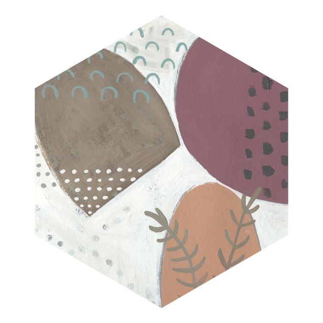 Papier peint hexagonal autocollant avec dessins - Carnival Of Shapes In Salmon II