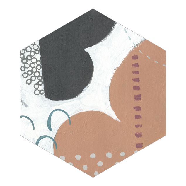 Papier peint hexagonal autocollant avec dessins - Carnival Of Shapes In Salmon III