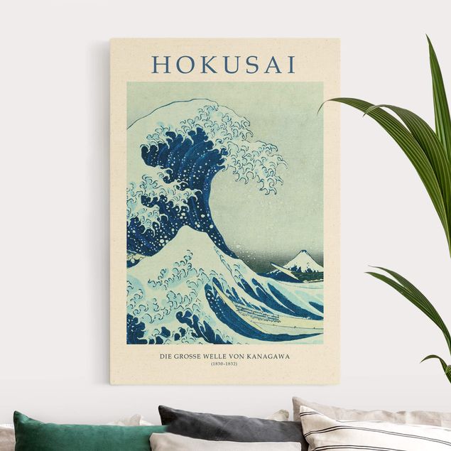 Tableau sur toile naturel - Katsushika Hokusai - The Big Wave Of Kanagawa - Museum Edition - Format portrait 2:3
