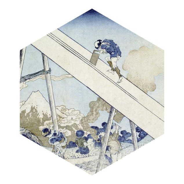 Papier peint paysage Katsushika Hokusai - Dans les montagnes de Totomi