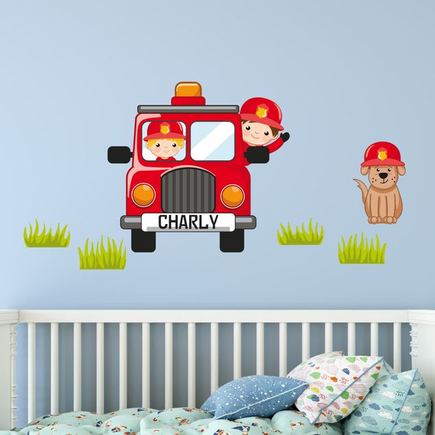 Stickers muraux pompiers Texte personnalisé pompiers