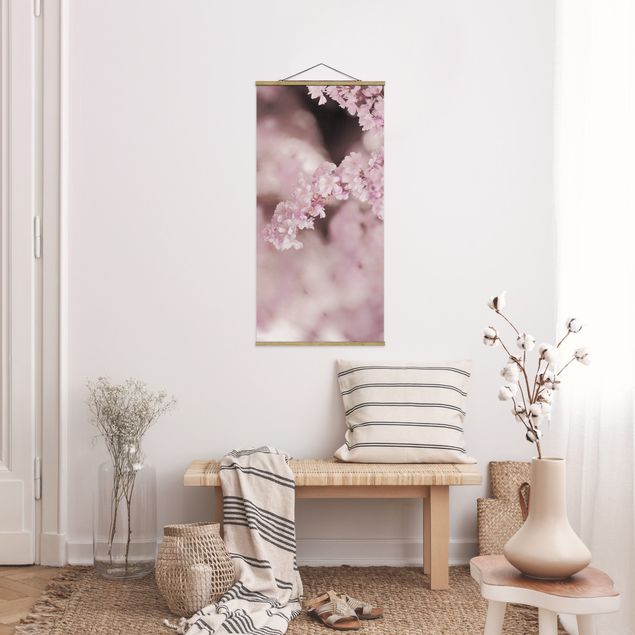 Tableau fleurs Fleurs de cerisier dans une lumière violette