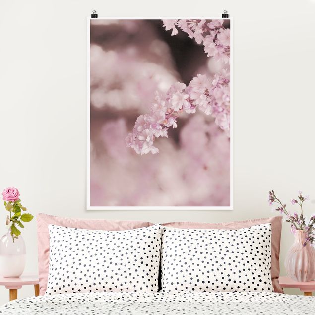 Tableaux modernes Fleurs de cerisier dans une lumière violette