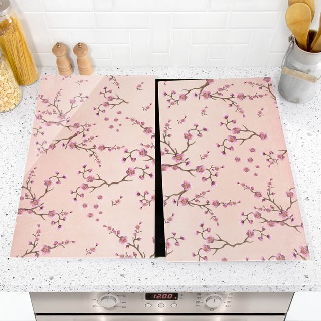 Décorations cuisine Fleurs de cerisier sur rose clair
