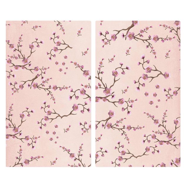 Cache plaques de cuisson - Cherry Blossoms On Light Pink