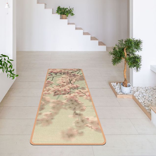 tapis beige Dancing Cherry Blossoms On Canvas