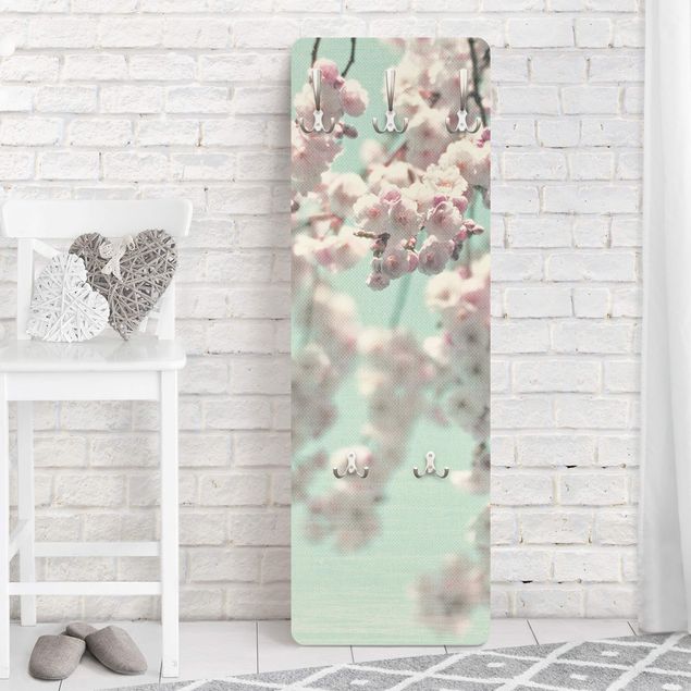 Porte-manteaux muraux avec fleurs Dancing Cherry Blossoms On Canvas