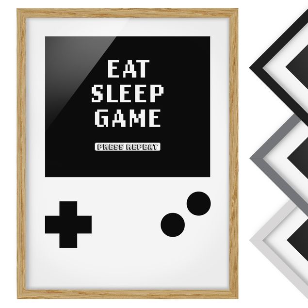 Tableau encadré Classical Gaming Console Eat Sleep Game Press Repeat