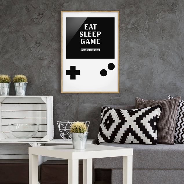 Tableau moderne Classical Gaming Console Eat Sleep Game Press Repeat