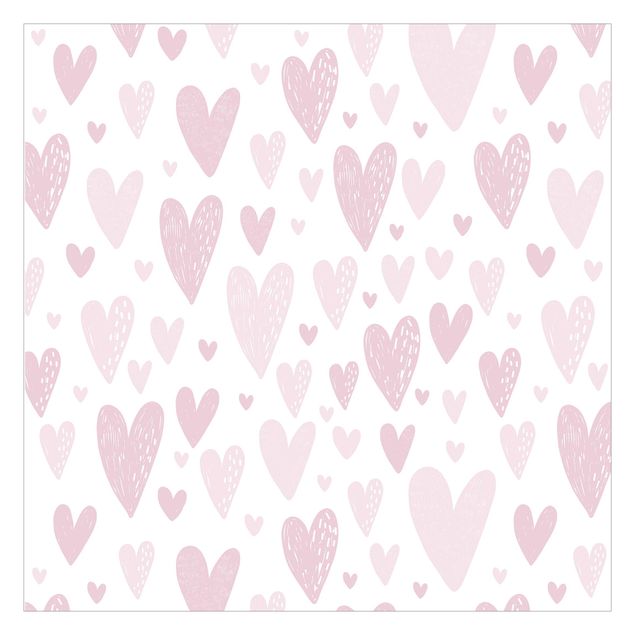 Walpaper - Small And Big Drawn Light Pink Hearts