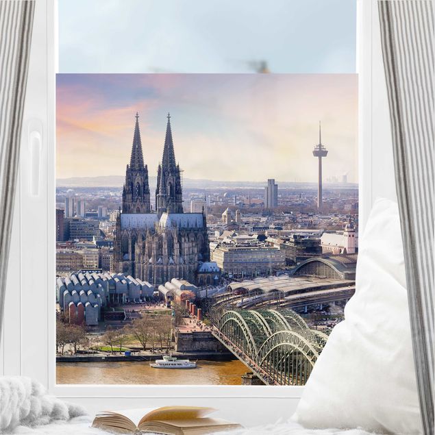 Films adhésifs Silhouette urbaine de Cologne avec la cathédrale