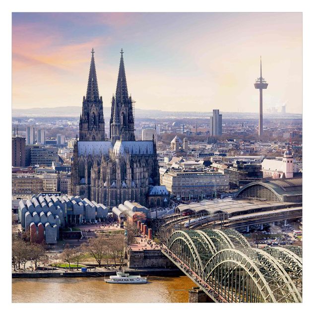 Décoration pour fenêtre - Silhouette urbaine de Cologne avec la cathédrale