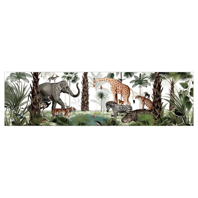 Revêtement mural cuisine Le royaume des animaux de la jungle