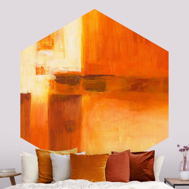 Papier peint moderne Composition en orange et brun 01