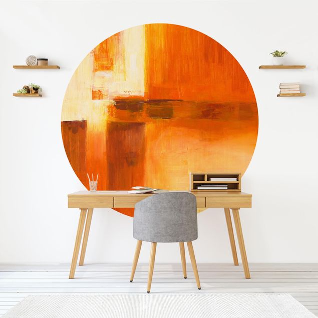 Déco mur cuisine Composition en orange et brun 01