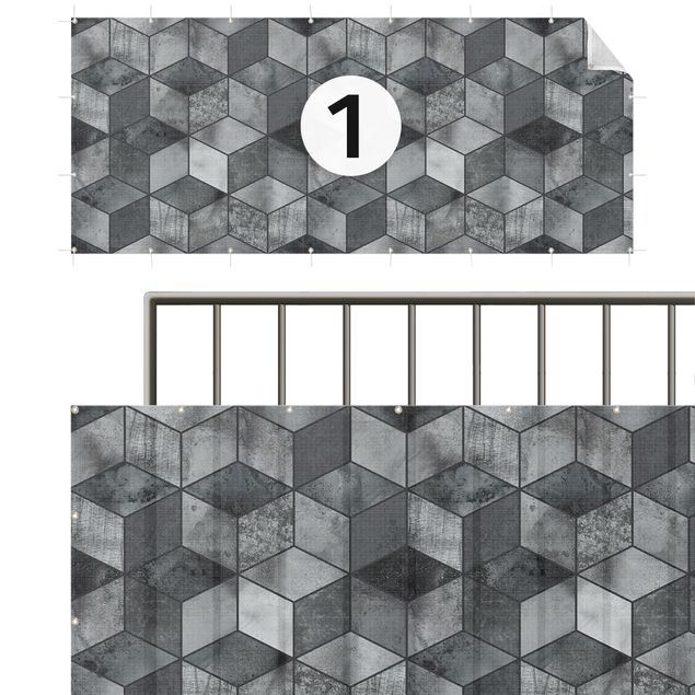 revêtement balcon imperméable Motif cube gris cristal