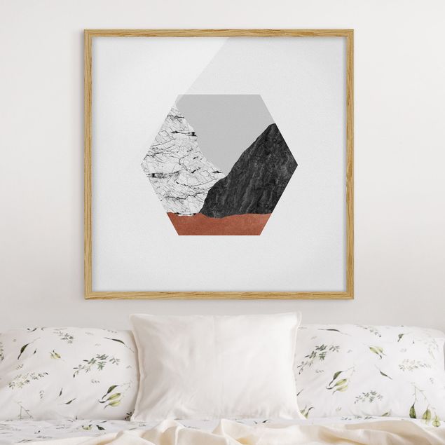 Tableau montagne Montagnes de cuivre Géométrie hexagonale