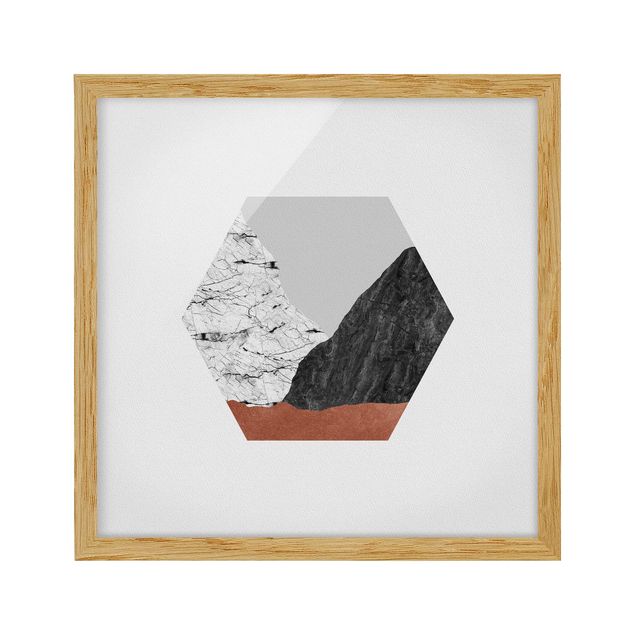 Tableaux dessins Montagnes de cuivre Géométrie hexagonale