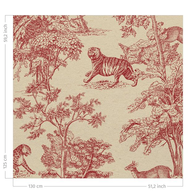 rideaux modernes Copper Engraving Impression - Jaguar With Deer On Nature Paper