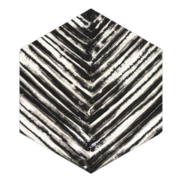 Papier peint hexagonal autocollant avec dessins - Slats Black And White