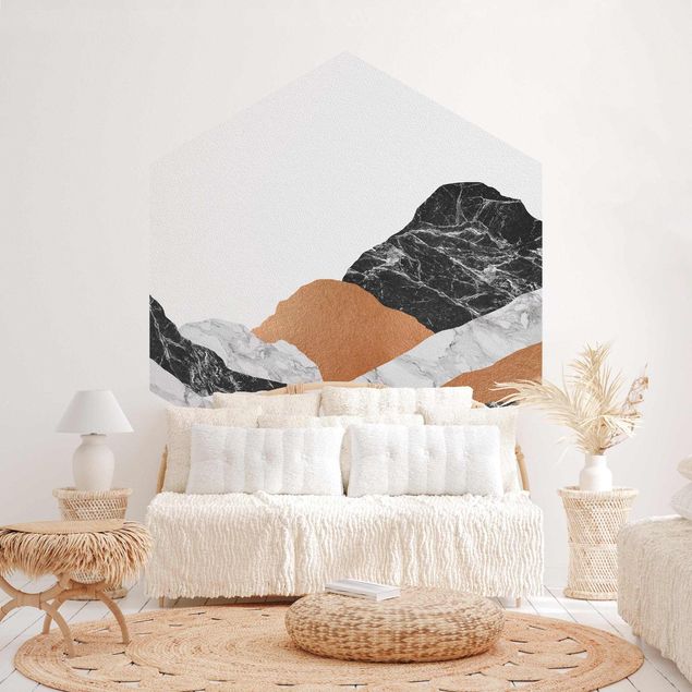 Papier peint montagnes Paysage en marbre et cuivre II