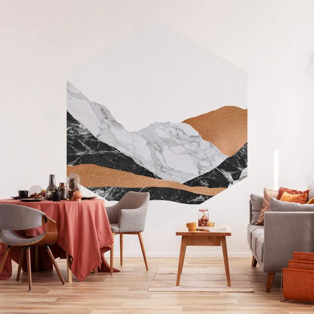 Papiers peints montagne Paysage en marbre et cuivre