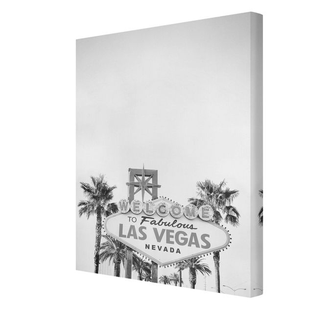 Impressions sur toile Silhouette urbaine de Las Vegas avec lettrage