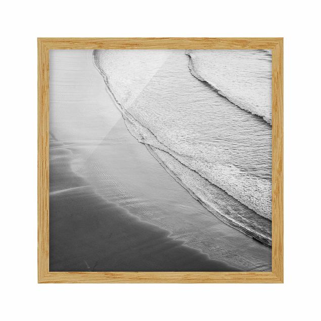 Tableau mer Vagues douces sur la plage Noir et blanc