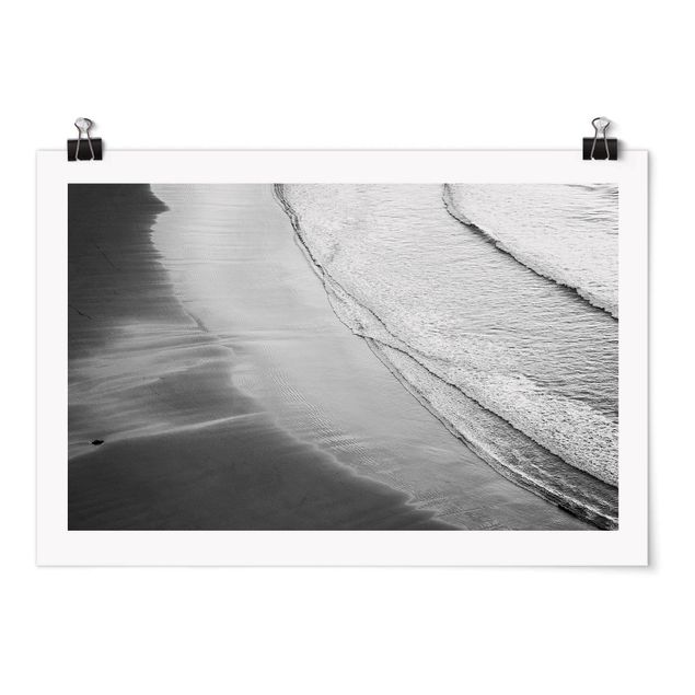 Tableaux plage Vagues douces sur la plage Noir et blanc