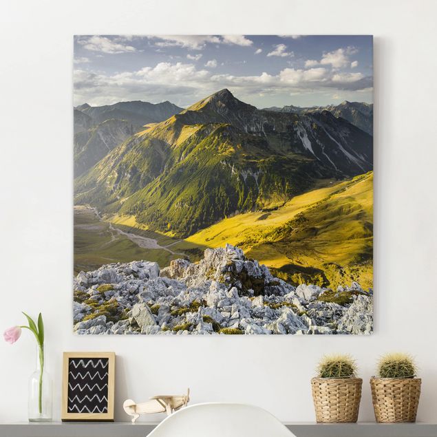 Impression sur toile - Mountains And Valley Of The Lechtal Alps In Tirol