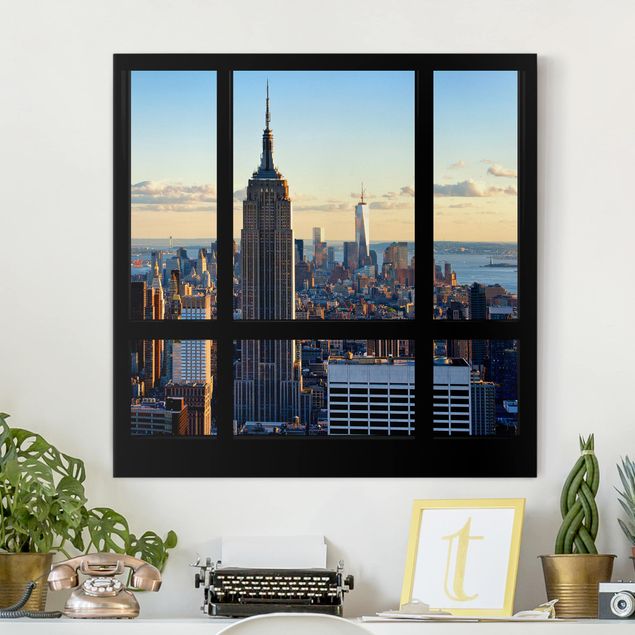 Impression sur toile - New York Window View Of The Empire State Building