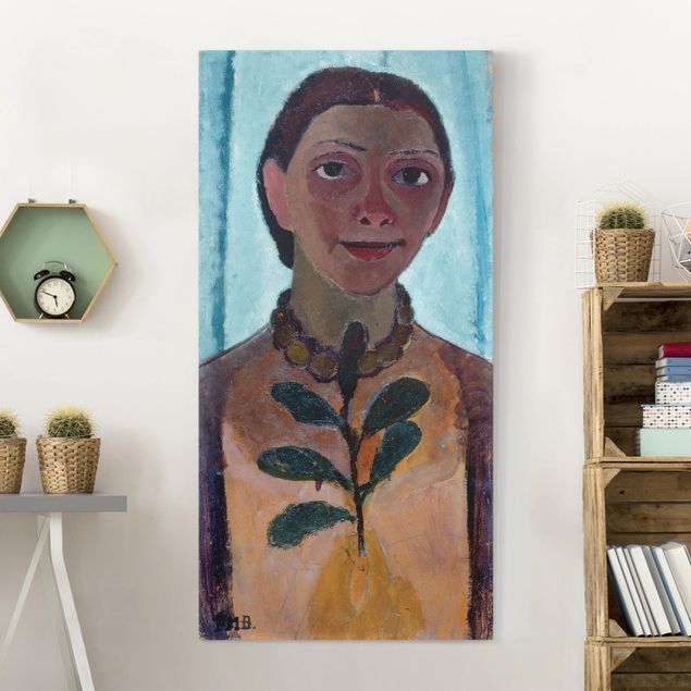 Impression sur toile - Paula Modersohn-Becker - Self-Portrait With Camellia Twig