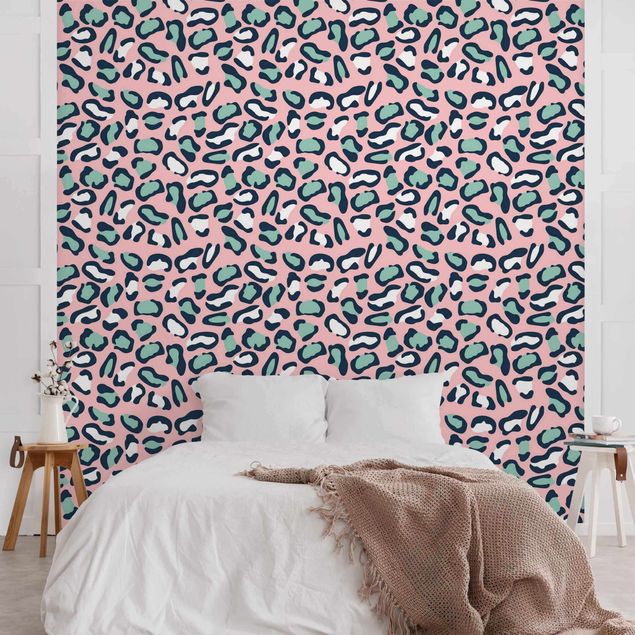Papier peint animaux Leopard Pattern In Pastel Pink And Blue